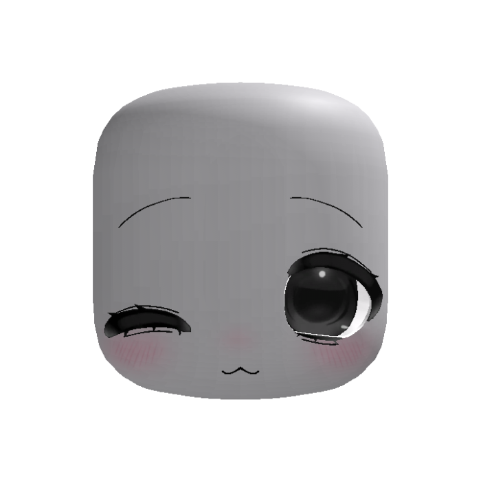 Black Winking Kawaii Anime Doll Head w Big Eyes
