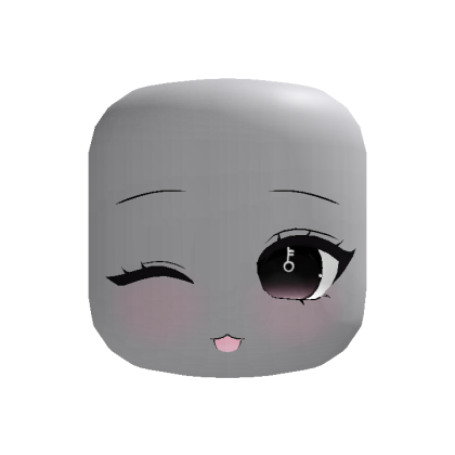 Black Cute Wink Happy Chibi Face - Dynamic Head