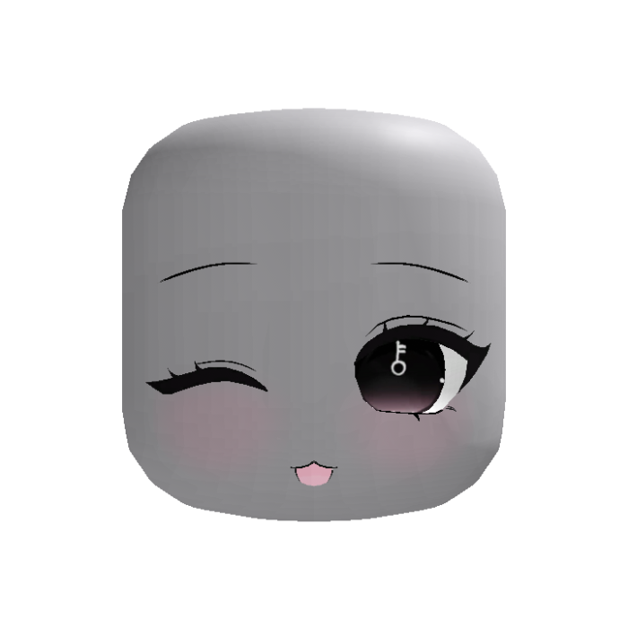 Black Cute Wink Happy Chibi Face - Dynamic Head
