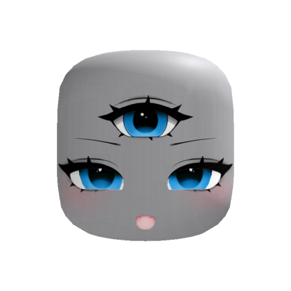 halloween three eyed cute cyclops face blue