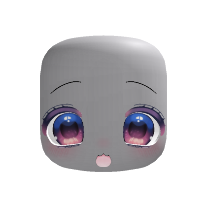 (Animated) Blue&Pink Adorable Cute Surprised Face