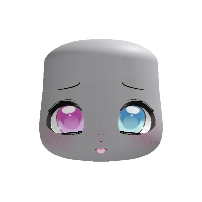 kawaii shy sweet silly puppy face in pink blue