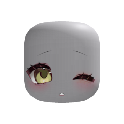 kawaii shy wink chibi anime face (green)