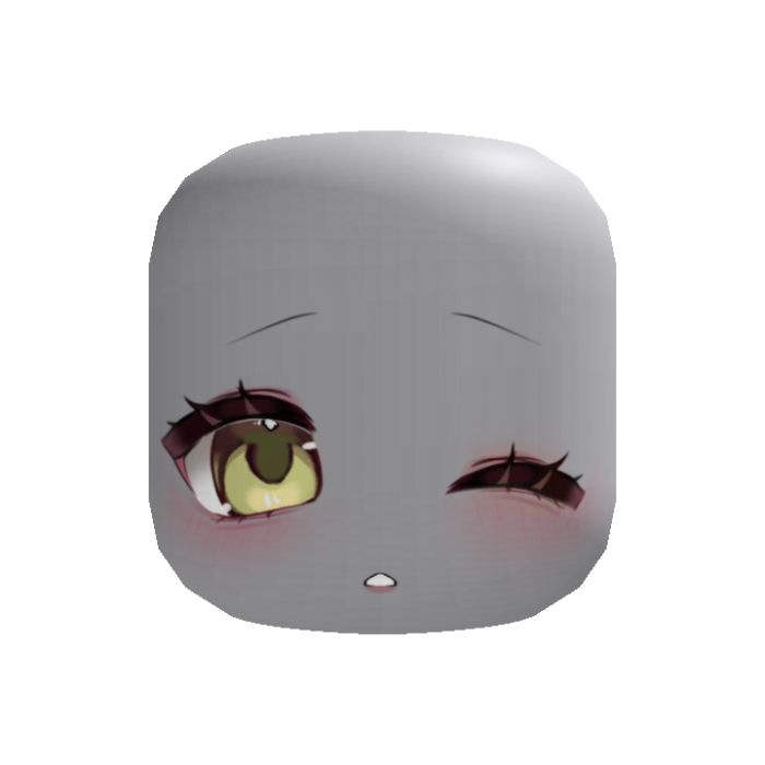 kawaii shy wink chibi anime face (green)