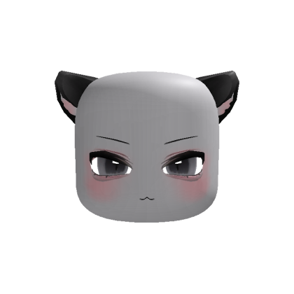 Kawaii Black Eyes Cat Ears Head (Animated)