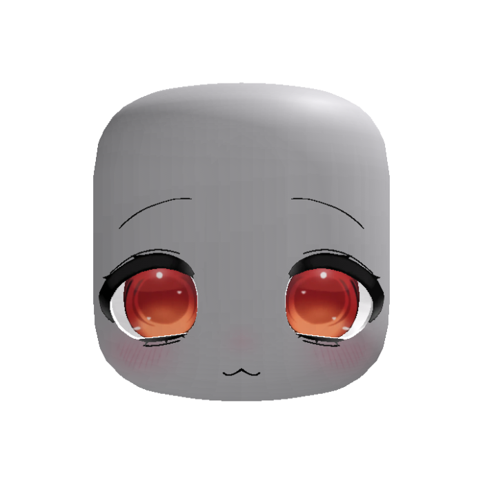 Red Orange Kawaii Anime Doll Head Big Glossy Eyes