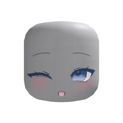 Blue Kawaii Winky Blush Face - Dynamic Head