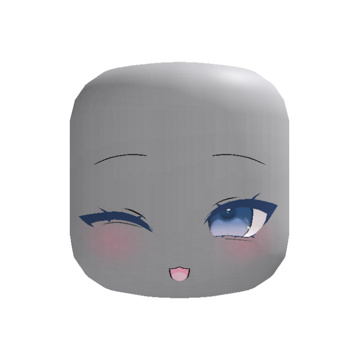 Blue Kawaii Winky Blush Face - Dynamic Head