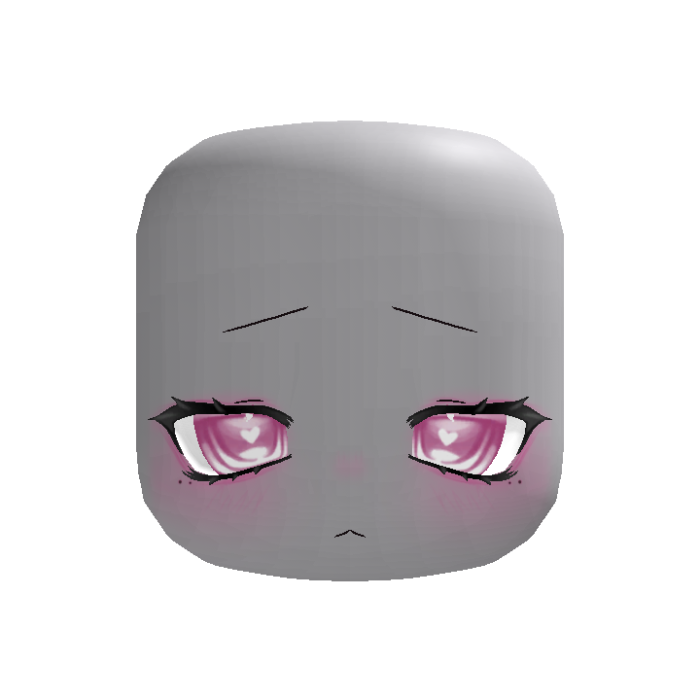 Cute Kawaii Sad Heart Face In Bright Cool Pink