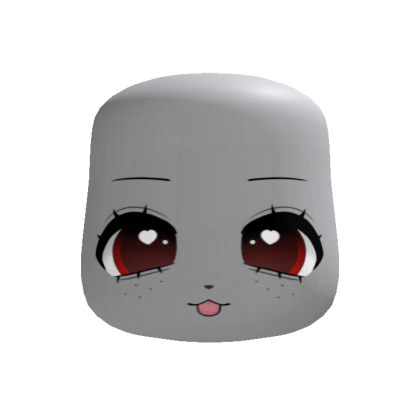 cheeky cute chibi cat girl face (red)