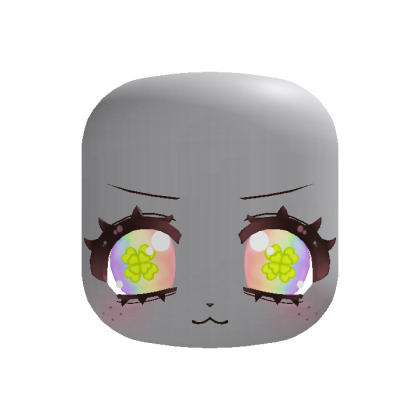 🍀 kawaii bashful clover puppy face in rainbow