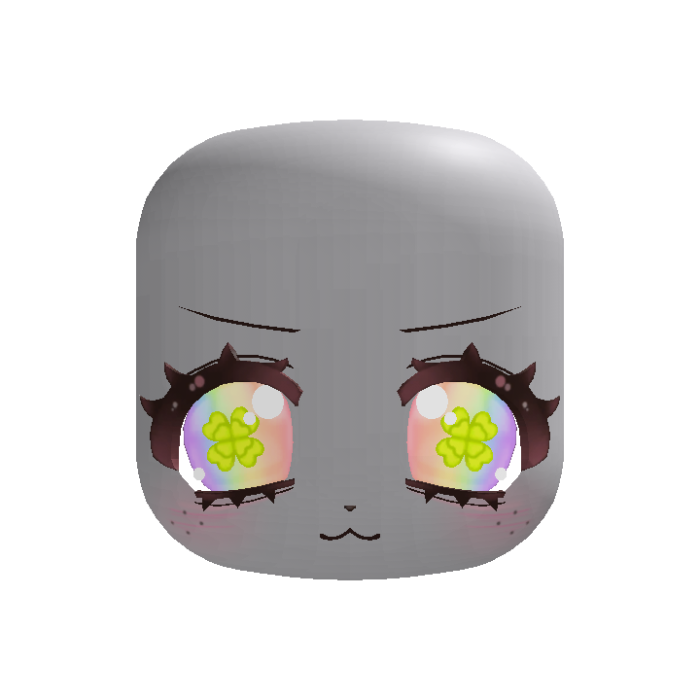 🍀 kawaii bashful clover puppy face in rainbow