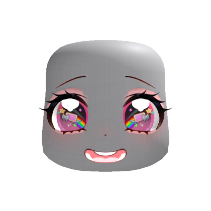 Happy Kawaii Tweencore Face in Pink Cat Rainbow