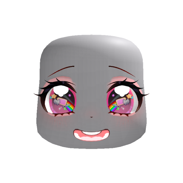 Happy Kawaii Tweencore Face in Pink Cat Rainbow