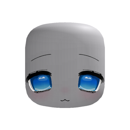 Blue Kawaii Sleepy Anime Doll Head Cute Blush