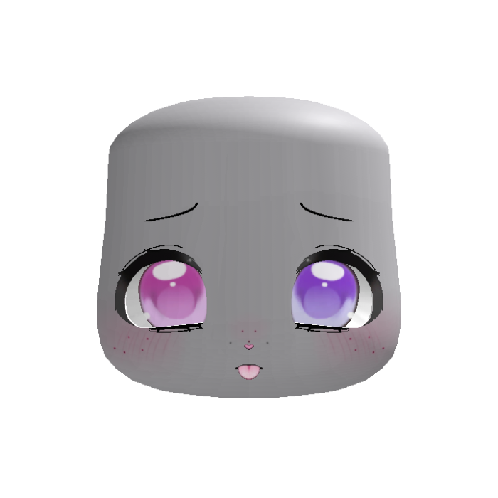 kawaii shy sweet silly puppy face in pink purple
