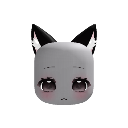 (animated ears) kawaii black kitty chibi moe face