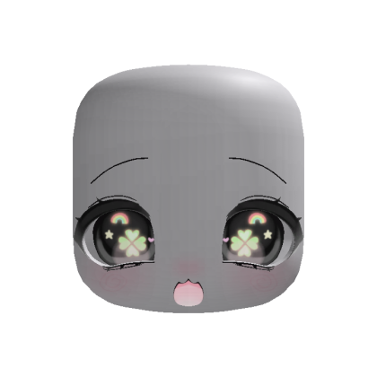 (Animated) Black Cute Chibi Excited Clover Face