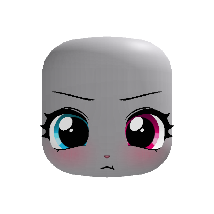 💢(｡•ˇ‸ˇ•｡) sweet angry bunny face in blue pink
