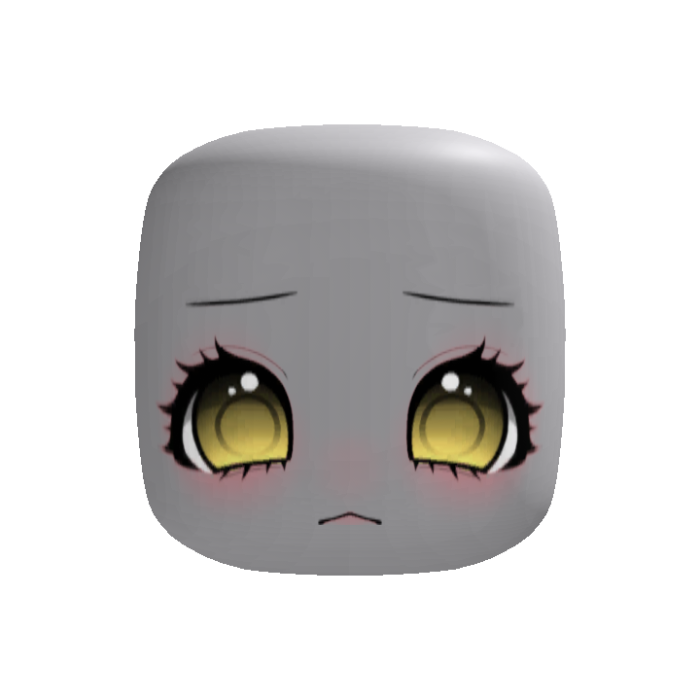 kawaii worried yellow cat girl chibi face
