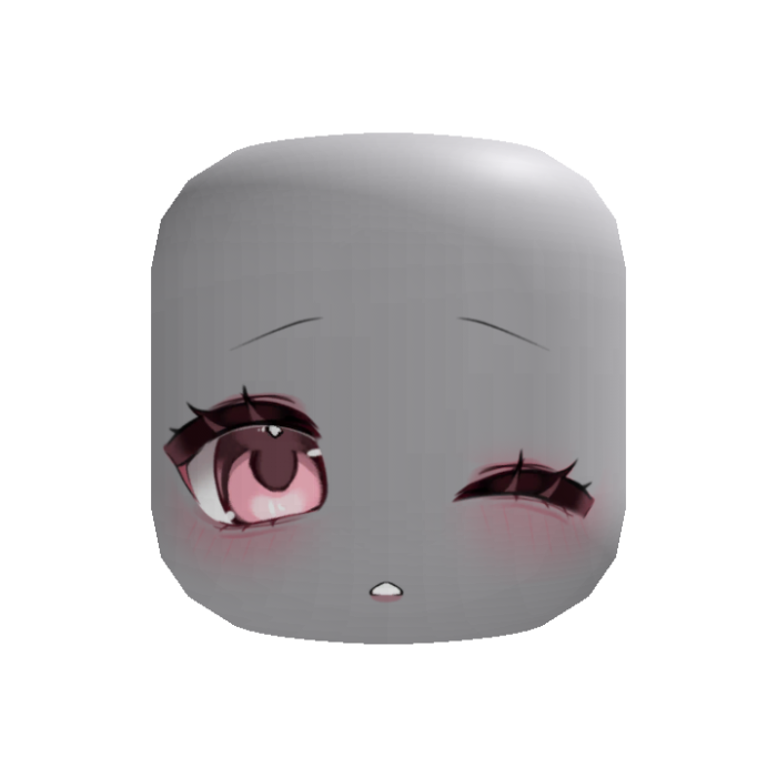 kawaii shy wink chibi anime face (pink)