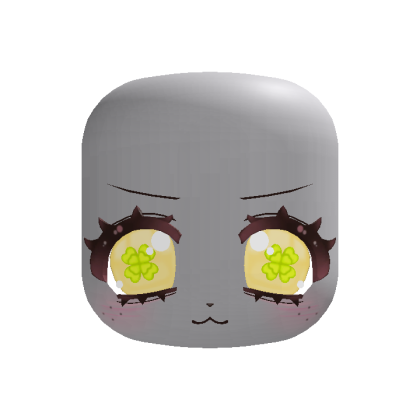 🍀 kawaii bashful clover puppy face in yellow