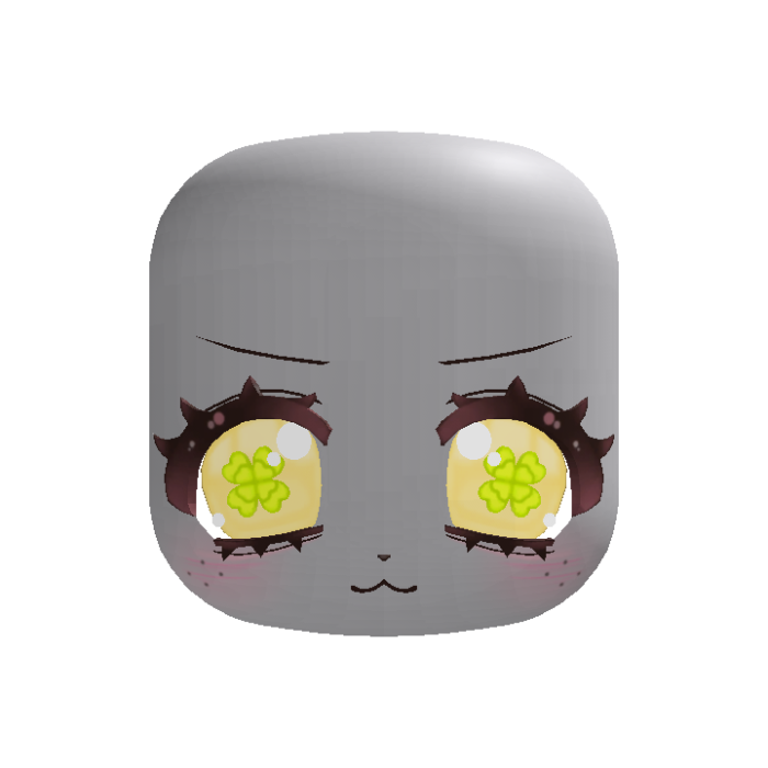 🍀 kawaii bashful clover puppy face in yellow