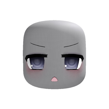animated neutral shocked moe chibi face in blue