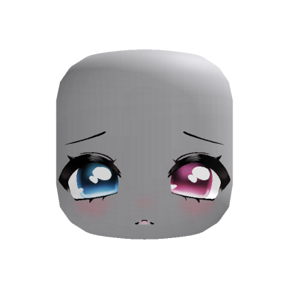 cute kawaii blue & pink sad watery puppy eyes