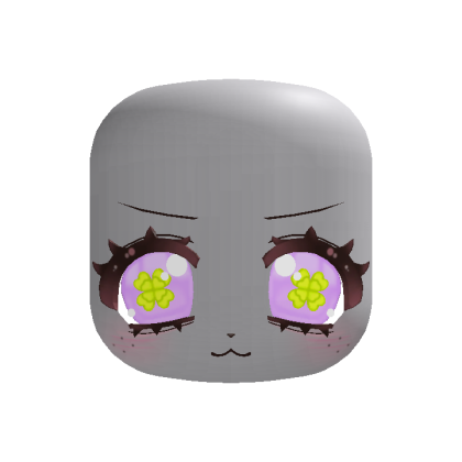 🍀 kawaii bashful clover puppy face in purple