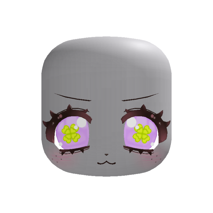 🍀 kawaii bashful clover puppy face in purple