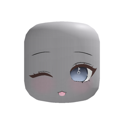 Blue Grey Cute Wink Face - Dynamic Head