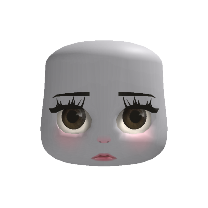 blythe doll face pink & white polka dots - brown