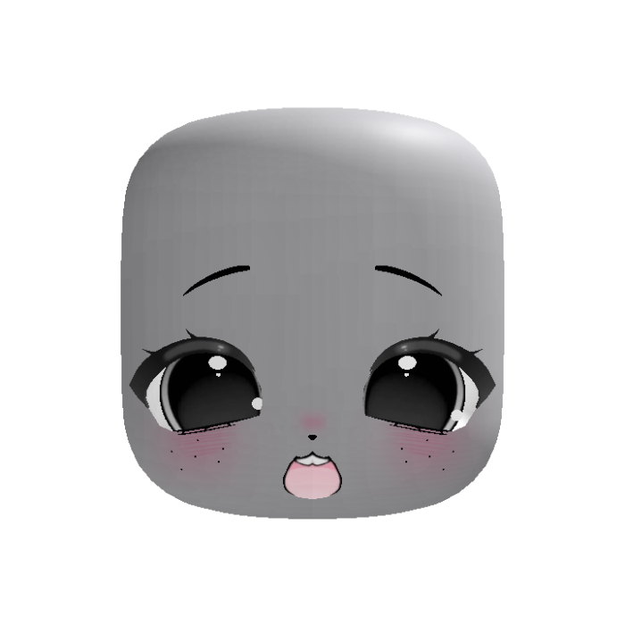 ♡ animated gray cute happy chibi head