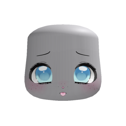 kawaii shy sweet silly puppy face in blue