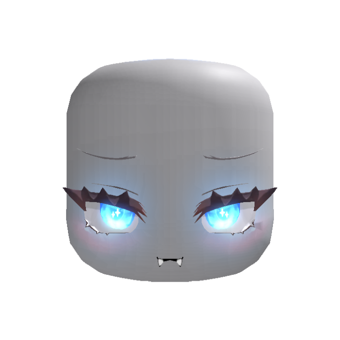 (GLOWING) Alluring Eyes Fangs Face Blue