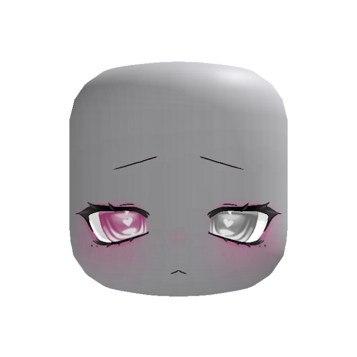 Cute Kawaii Sad Heart Face In Pink And White