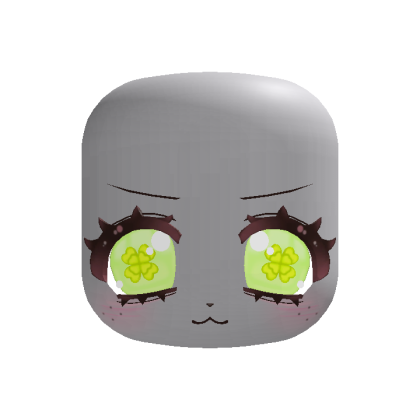 🍀 kawaii bashful clover puppy face in green