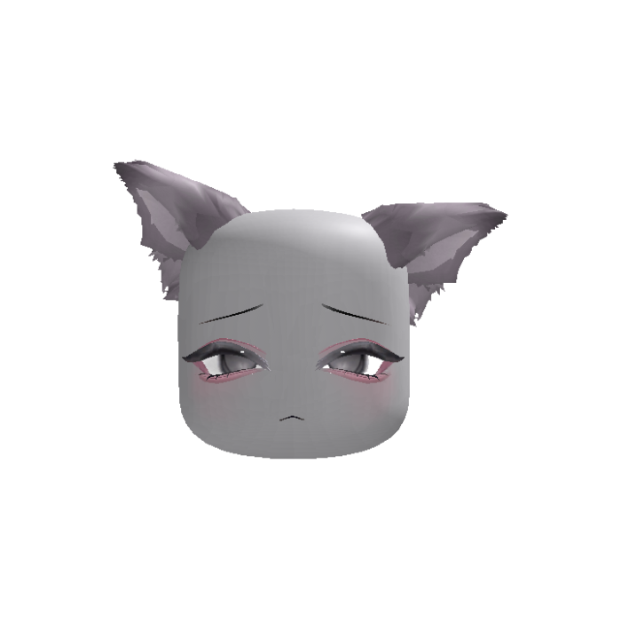 Sleepy Black Fox Ears Natural Head (Animated)