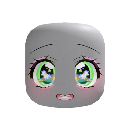 Cute Unicorn Braces Kawaii Freckles Face Green