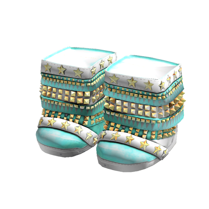 Teal & Gold Studded Spikes Scene Boots Y2K