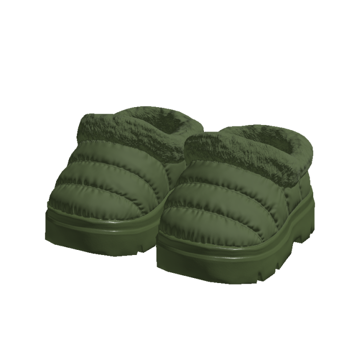 Green Puffer Fur Clogs 1.0