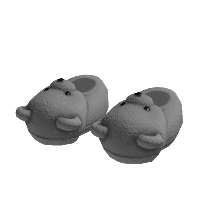 Grey Fuzzy Bear Slippers