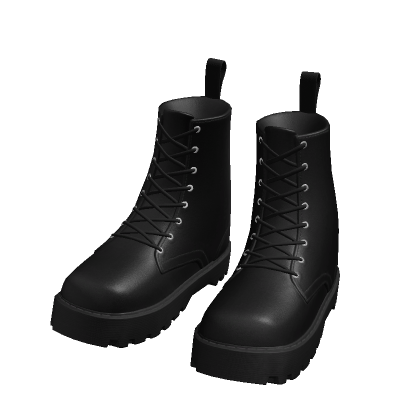 Boots Black Leather Winter Work Heel Military Y2K