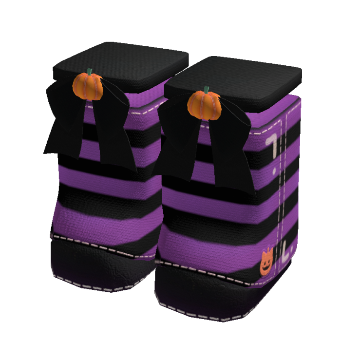 Halloween Purple Pumpkin Witch Long Shoes