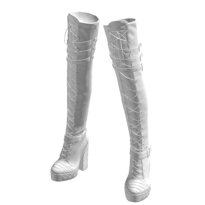 White High Heels Strap Boots Emo Baddie It Girl