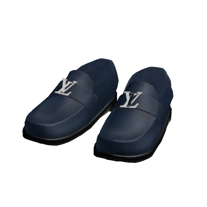 Navy Blue Leather Designer Loafers