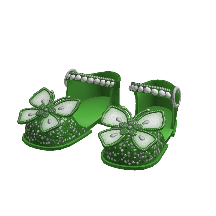 Green Glitter and Gems Butterfly Sandals