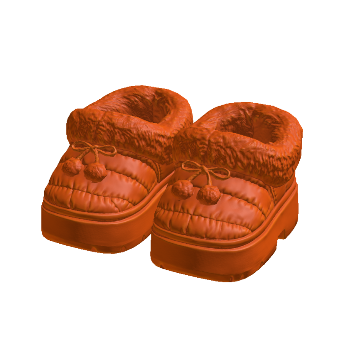 Orange Cozy Fur Platform Slippers 1.0
