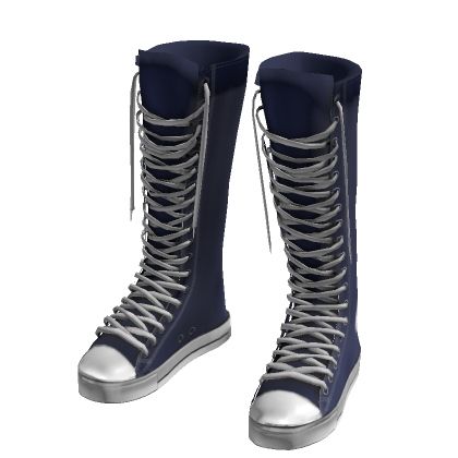 Blue Vintage Punk Knee-High Canvas Sneakers